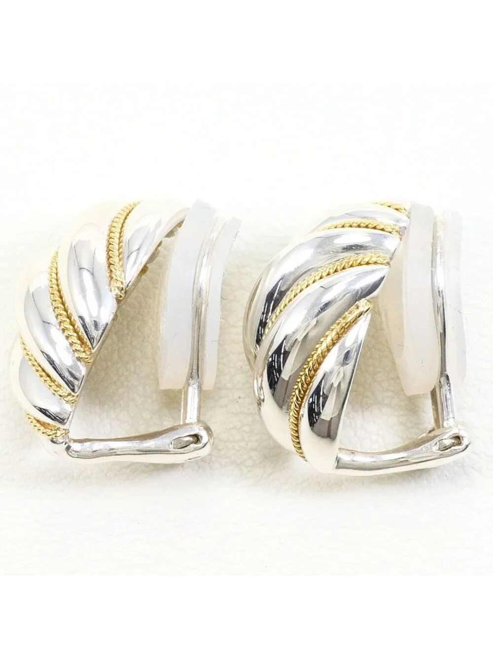Tiffany & Co Twist 18k Yellow Gold 925 Sterling Silver Earrings Clip